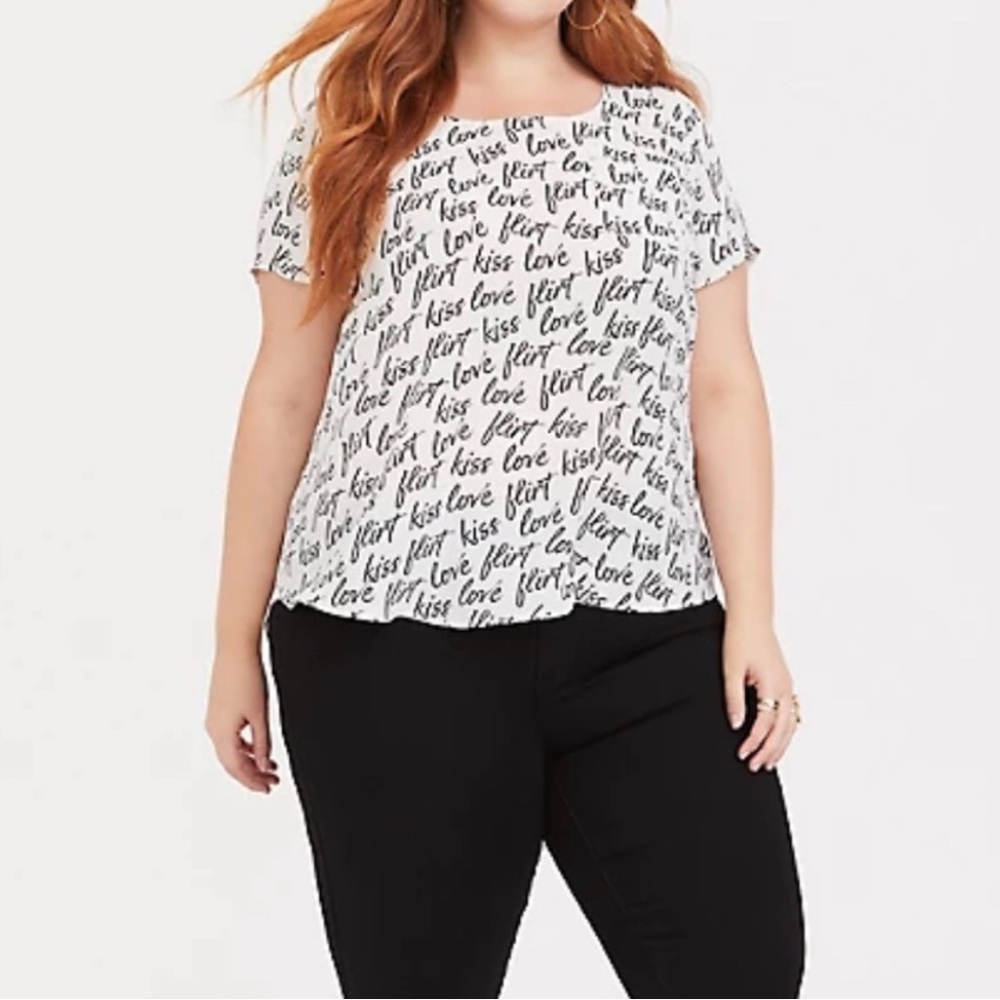Torrid Abbey Flirt Georgette Blouse Love Print